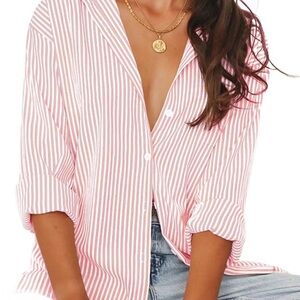 A.N.A Pink Striped Women's Top